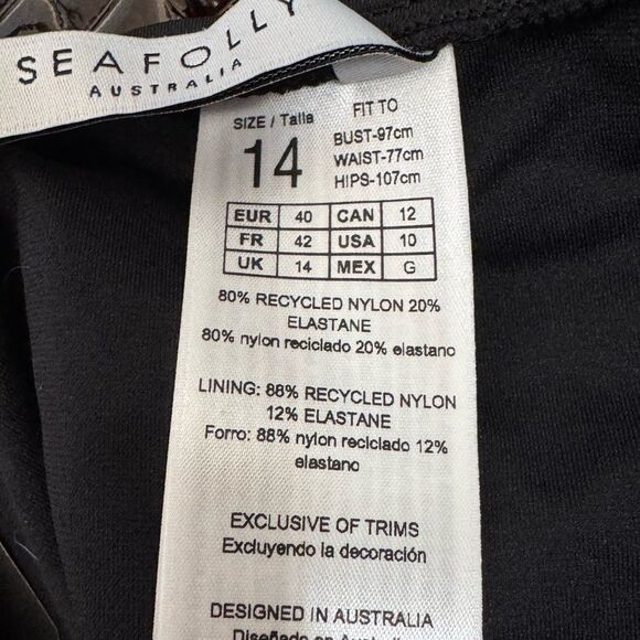 Seafolly Women's Multi Strap Hipster Bikini Bottom Eco Collective Black 10 NWT - Picture 11 of 13